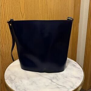 Blue Leather Bucket Handbag by Cristian